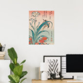 Hokusai Kingfisher Iris en Wild Pinks Gallery HD Poster (Thuiskantoor)