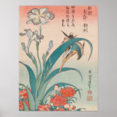 Hokusai Kingfisher Iris en Wild Pinks Gallery HD Poster (Voorkant)