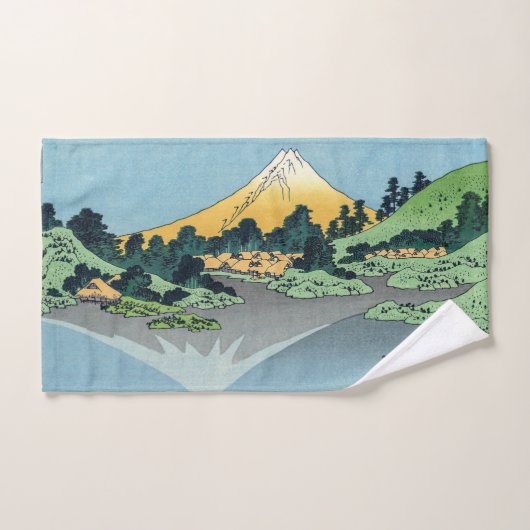 Hokusai - Le Mont Fuji reflète le lac Kawaguchi (Serviette à main)