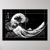Hokusai Meets Fibonacci, Black en White Poster (Voorkant)