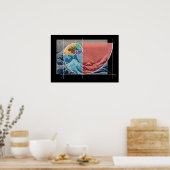 Hokusai Meets Fibonacci, gekleurde vormen Poster (Keuken)