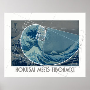 Hokusai Meets Fibonacci, Golden Ratio #2 Poster