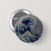 Hokusai Meets Fibonacci, Golden Ratio Ronde Button 5,7 Cm (Voorkant /achterkant)
