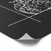 Hokusai Meets Fibonacci lineair zwart-wit Poster (Hoek)