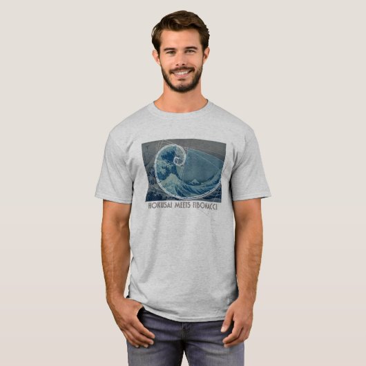 Hokusai Meets Fibonacci met Numerical Sequence T-shirt (Voorkant volledig)