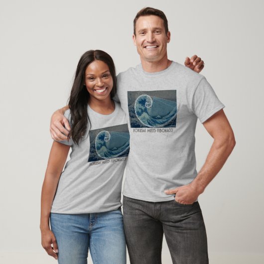 Hokusai Meets Fibonacci met Numerical Sequence T-shirt (Unisex)
