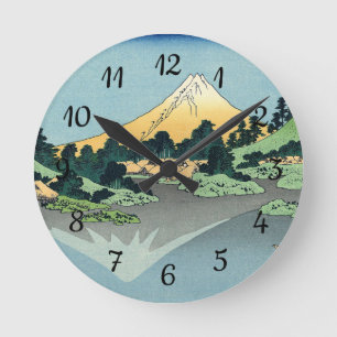 Hokusai Mount Fuji reflecteert in het meer van Kaw Ronde Klok