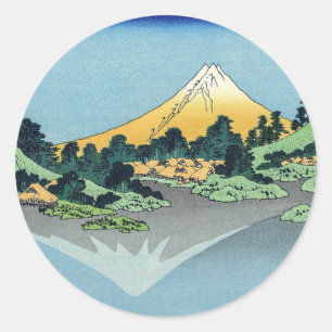 Hokusai - Mount Fuji weerspiegelt in het Kawaguchi Ronde Sticker
