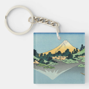 Hokusai Mount Fuji weerspiegelt zich in het Kawagu Sleutelhanger
