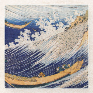 Hokusai Oceaangolven Zee Boten Glazen Onderzetter