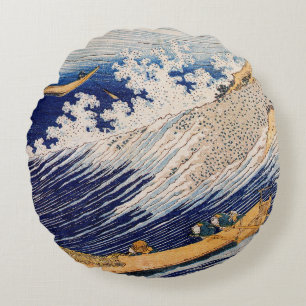 Hokusai Oceaangolven Zee Boten Rond Kussen