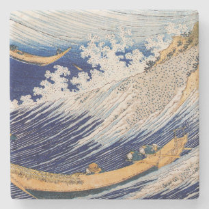 Hokusai Oceaangolven Zee Boten Stenen Onderzetter
