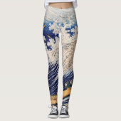 Hokusai Ocean Waves Zee Boten Leggings (Voorkant)