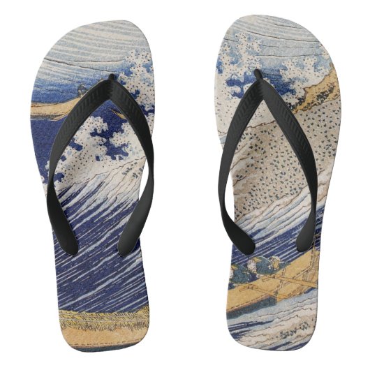 Hokusai Ocean Waves Zee Boten Teenslippers (Voetbed)