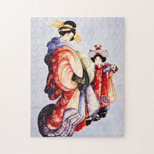 Hokusai Oiran en Kamuro Puzzle Legpuzzel