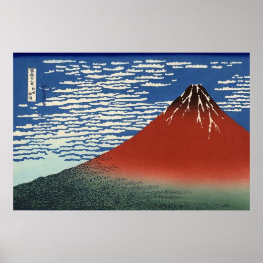 Hokusai Red Fuji Original High Resolution Art Poster (Voorkant)