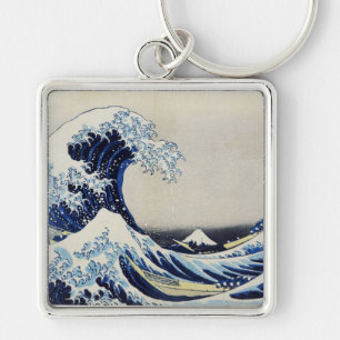 Hokusai, schilderij met grote golffafdruk sleutelhanger