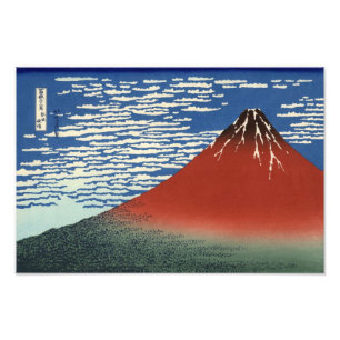 Hokusai South Wind Clear Sky Red Fuji Print Foto Afdruk