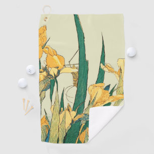 Hokusai sprinkhaan en iris Japan Golfhanddoek