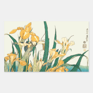 Hokusai Sprinkhaan Iris Vintage Print: Japans Rechthoekige Sticker