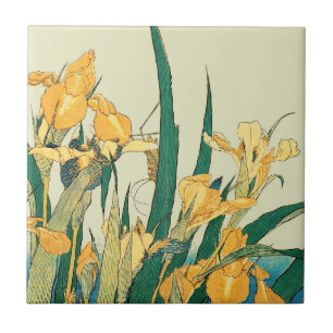 Hokusai Sprinkhaan Iris Vintage Print: Japans Tegeltje