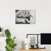 Hokusai Tekening - Kunstdruk Poster (Thuiskantoor)