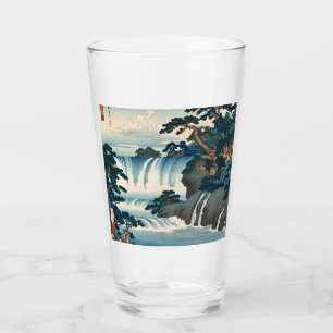 Hokusai Ukiyo-e Japanse waterval landschap blauw Glas