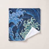 Hokusai Vague féminine Océan Vintage (Gant de toilette)