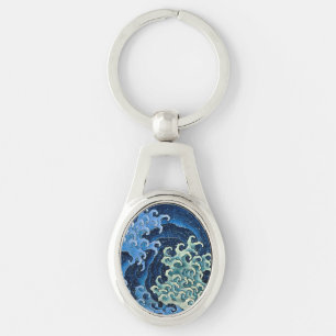 Hokusai Vrouwelijke Golf Vintage Oceaan Sleutelhanger