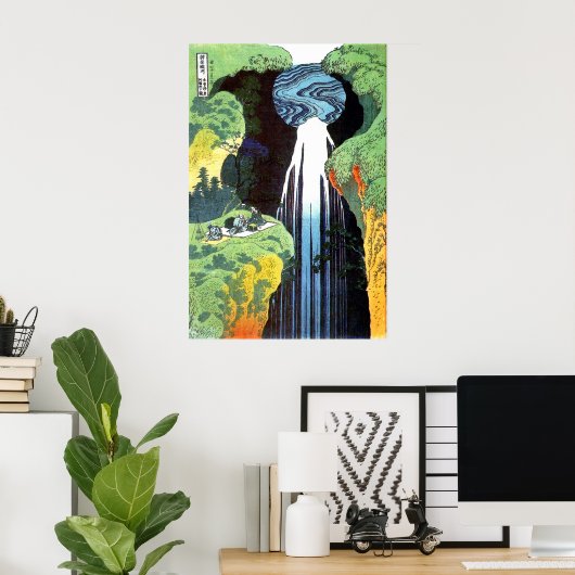 Hokusai: Waterval op de weg van Kiso Poster (Thuiskantoor)