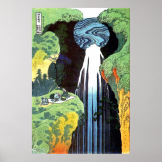 Hokusai: Waterval op de weg van Kiso Poster