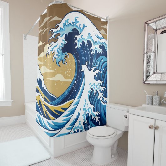 Hokusai Wave Douche rideau (En situation)
