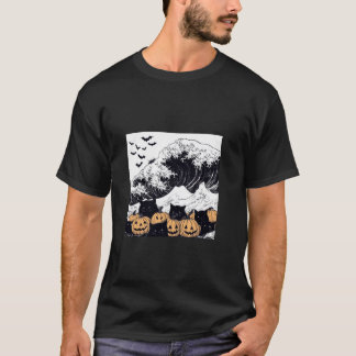 Hokusai Wave opnieuw bedacht met Halloween-element T-shirt