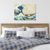 Hokusai's De Grote Golf van Kanagawa Canvas Afdruk (Insitu (Slaapkamer))