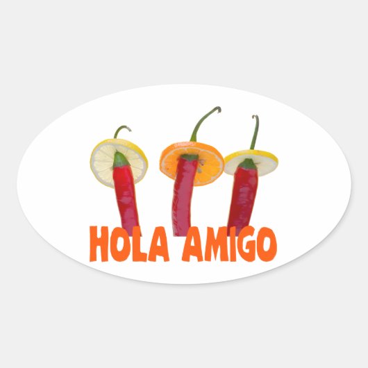 Hola Amigo Ovale Sticker (Voorkant)