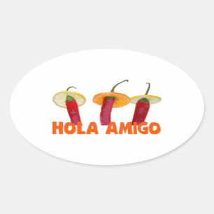 Hola Amigo Ovale Sticker