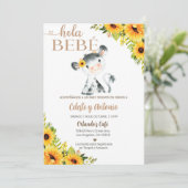 Hola bebé fille vache invitation baby shower, espa (Debout devant)
