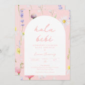 Hola Bebe Flor Invitación Espagnol Invitation (Devant / Derrière)