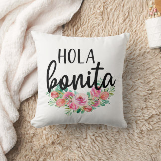 Hola Bonita Spaanse Rozen Typografie Modern Kussen