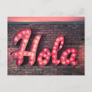 Hola Hallo Neon Sign Briefkaart
