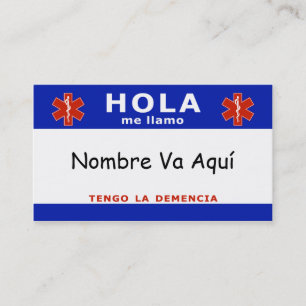 HOLA me llamo y tengo la demencia Visitekaartje
