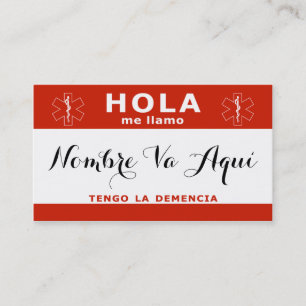 HOLA me llamo y tengo la demencia Visitekaartje