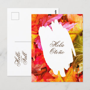 Hola Otoño Hallo Herfst Colorful Red Autumn Leaves Briefkaart