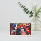 Hola Vallarta Catrinas 1718 Sociale QR-code Visitekaartje (Staand voorkant)