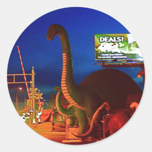 Holbrook Dinosaurs-Rte 66 Ronde Sticker