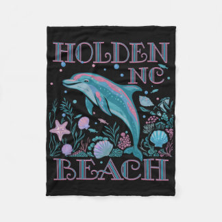 Holden Beach Nc Dolfijnliefhebber Kleurrijke Stran Fleece Deken