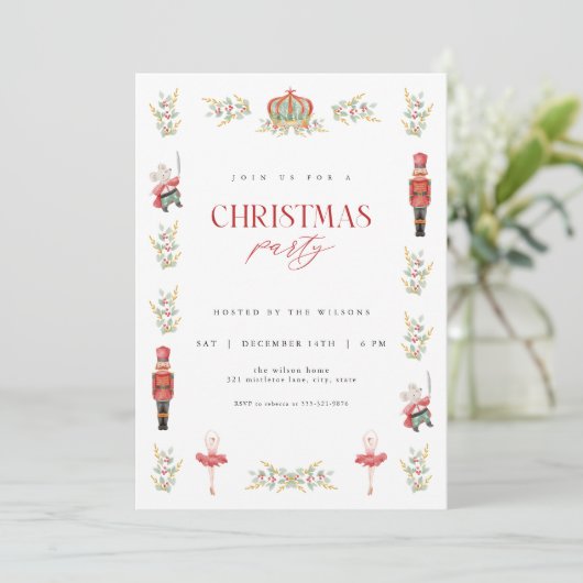 Holdiay Nutcracker Christmas Party Invitation (Debout devant)