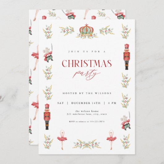 Holdiay Nutcracker Christmas Party Invitation (Devant / Derrière)