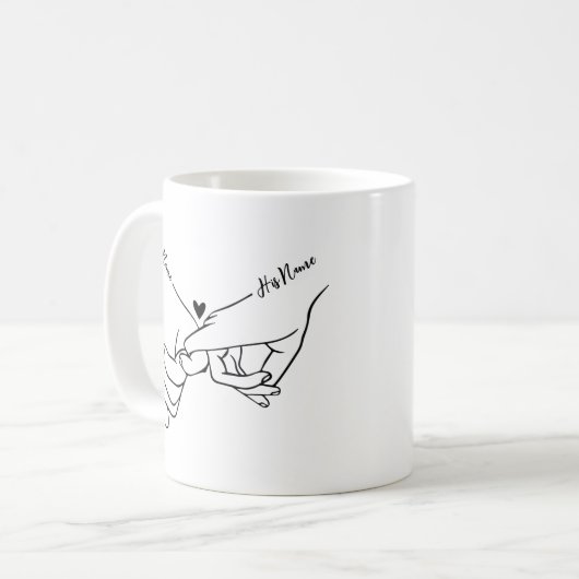 Holding Hands Custom Name Valentine Mug (Devant gauche)