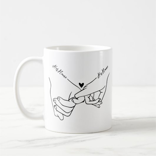 Holding Hands Custom Name Valentine Mug (Gauche)